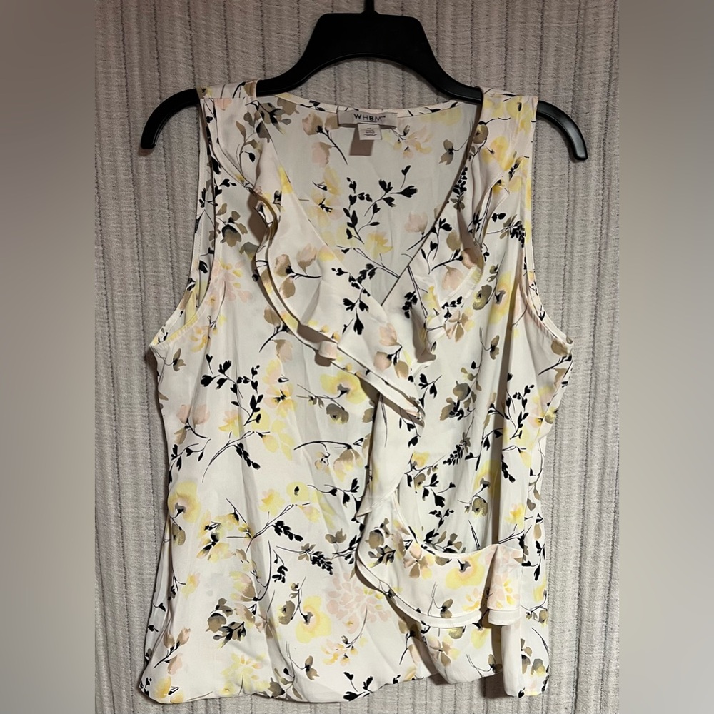 White House Black Market White Floral Top
